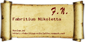 Fabritius Nikoletta névjegykártya